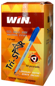 Ручка масляна Win TRISTAR чорнило чорне 1.0 мм пластик (01010339)
