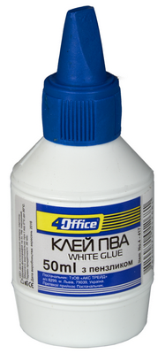 Клей канцелярський 4OFFICE 50 г PVA з дозатором 4-417 (04120950)