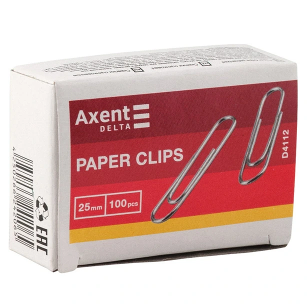 Скріпки Axent 25 мм прямі оцинковані 100 шт. (D4112). Фото 2