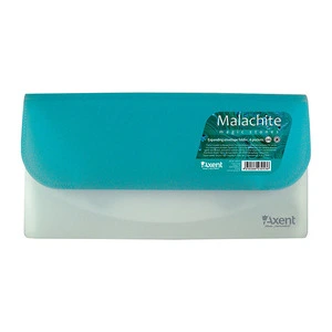 Папка-конверт Axent Malachite 259х131 мм бірюзовий напівпрозорий 350 мкм. на 4 відділення (1419-11-A)