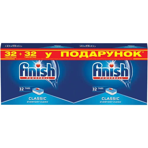 Таблетки для миття посуду в посудомийних машинах Finish в таблетках 32+32 шт  (103.14.177)