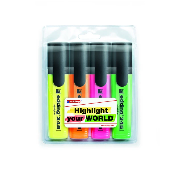Маркер текстовий Edding Highlighter e-345 асорті 2-3 мм клиноподібний (e-345/4/SE)