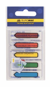 Закладки пластикові з клейким шаром Buromax NEON 45x12мм 5х20арк. асорті (BM.2304-98)