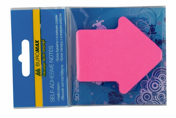 Блок для нотаток "Стрілка" Buromax 50 арк. асорті неон (BM.2366-99)