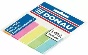 Закладки пластикові з склейкою смужкою Donau 45х12мм. 5х25арк. неон асорті (7577001PL)