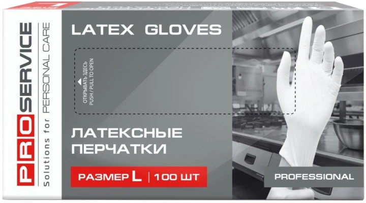 Рукавиці латексні ProService Professional нестерильні L 100 шт/уп  (17200720)