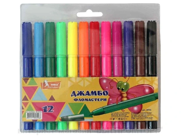 Фломастери Jumbo 12 кольорів, ФЛ54, Умка