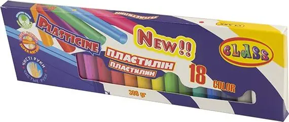 Пластилін дитячий 18 кольорів, 300г, "Чисті ручки", ЕСО, 7628, Class