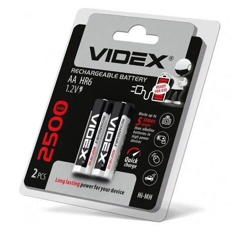 Акумулятори Videx HR06/АА нікель-металогідридні 1.2 V/2500 mAh 2 шт/уп. (291802)