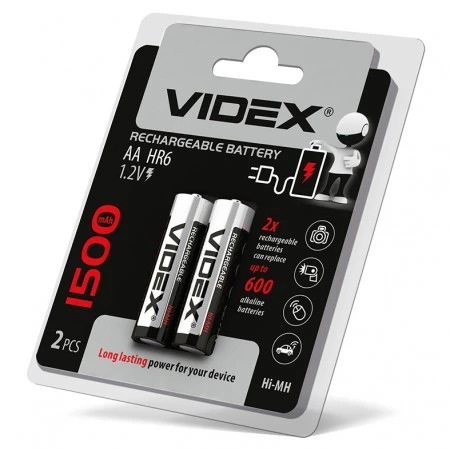 Акумулятори Videx HR06/АА нікель-металогідридні 1.2 V/1500 mAh 2 шт/уп. (291833)
