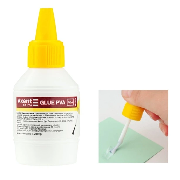 Клей канцелярський Axent Delta Standart 50 г PVA з пензликом (D7127)