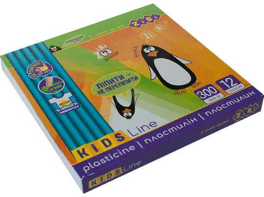 Пластилін дитячий 12 кольорів, 300гр, стек, ZB6211, ZiBi