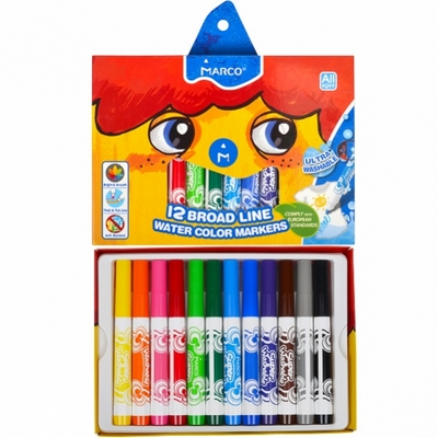 Фломастери Jumbo 12 кольорів, Super Washable Jumbo, 1632-12, Marco