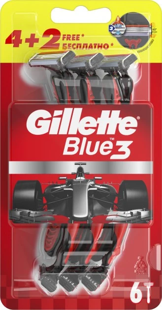 Станки одноразові Gillette BLUE 4 для чоловіків 4+2 шт Red (81704963)