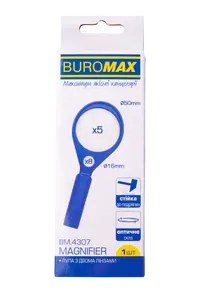 Лупа Buromax 5 і 8-кратне збільшення d 50 мм+d 16 мм 2 скла (BM.4307)