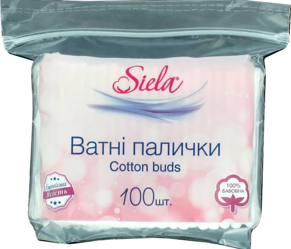 Ватні палички Siela 100 шт в поліетиленовому пакеті (s) (SSP40977)