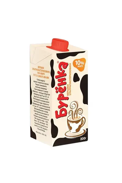 Вершки Бурьонка ультрапастеризовані 10% 200г (482650)