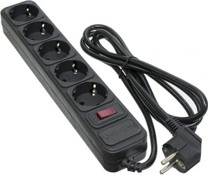 Мережевий фільтр живлення Maxxter 3м, 5 розеток чорний (SPM5-G-10B)