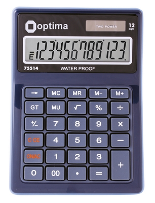 Калькулятор настільний Optima, 12 розрядів, водонепроникний, розмір 171*120*36 мм