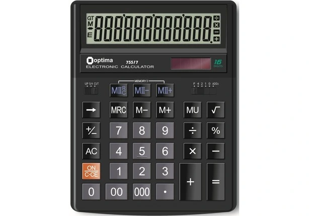 Калькулятор настільний Optima, 16 розрядів, розмір 200*154*36 мм