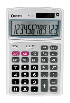 Калькулятор настільний Optima, 12 розрядів, розмір 179*116*35 мм