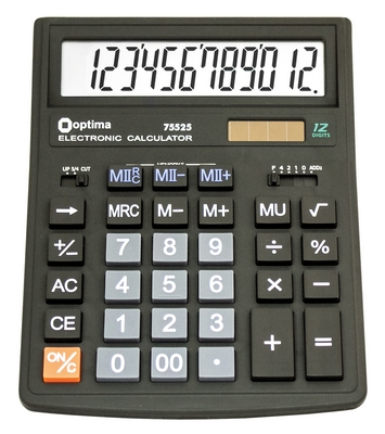 Калькулятор настільний Optima, 12 розрядів, розмір 200*154*36 мм