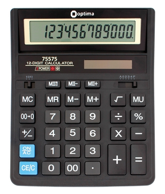Калькулятор настільний 12-розрядний Optima, розмір 203*158*30.5 мм