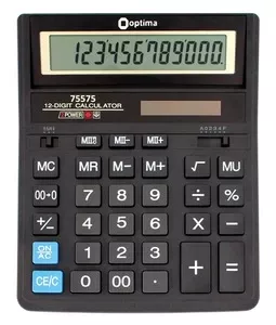 Калькулятор настільний 12-розрядний Optima, розмір 203*158*30.5 мм