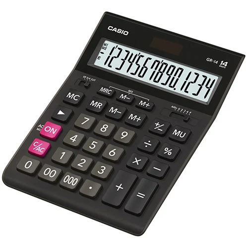 Калькулятор компактний Casio GR-14-W-EP чорний 14-и розрядний 155х210х34,5 мм ( GR-14-W-EP)