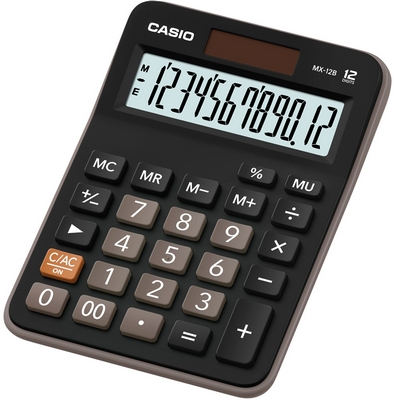 Калькулятор настільний 12-розрядний Casio MX-12B-W-EC, чорний 147*106.5*29